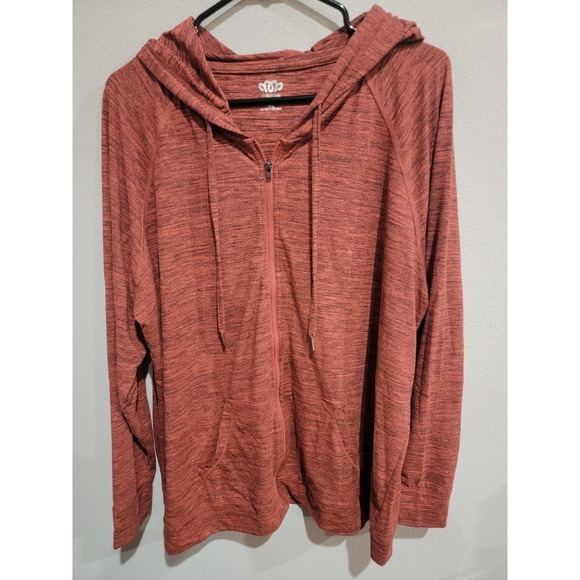 Maurices Tops - Maurices In Motion Zip-Up Long Sleeve Hoodie Lightweight Heathered Red Size XXL